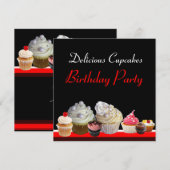 DELICIEUZE KAPITEIN BIRTHDAY PARTIJ, rood roze zwa Kaart (Voorkant / Achterkant)