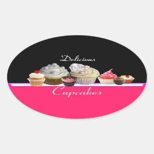 DELICIEUZE KAPITEIN BIRTHDAY PARTIJ, rood roze zwa Ovale Sticker