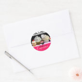 DELICIEUZE KAPITEIN BIRTHDAY PARTIJ, rood roze zwa Ronde Sticker (Envelop)