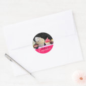 DELICIEUZE KAPITEIN BIRTHDAY PARTIJ, rood roze zwa Ronde Sticker (Envelop)