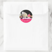 DELICIEUZE KAPITEIN BIRTHDAY PARTIJ, rood roze zwa Ronde Sticker (Tas)