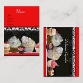 DELICIEUZE KAPITEIN DESERT SHOP, zwart rood Visitekaartje (Voorkant / Achterkant)