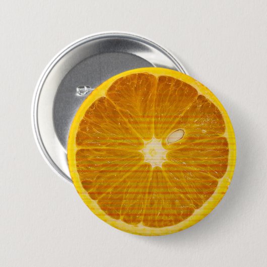 DELICIEUZE ORANJE SLICE RONDE BUTTON 7,6 CM (Voorkant /achterkant)
