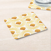 Delicioso hamburguer com batatas fritas kartonnen onderzetters (Schuin)