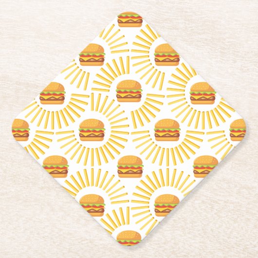 Delicioso hamburguer com batatas fritas kartonnen onderzetters (Voorkant)