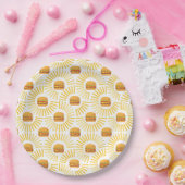 Delicioso hamburguer com batatas fritas papieren bordje (Feest)