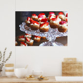 Delicious aardbei Cupcakes Dessert Poster (Keuken)