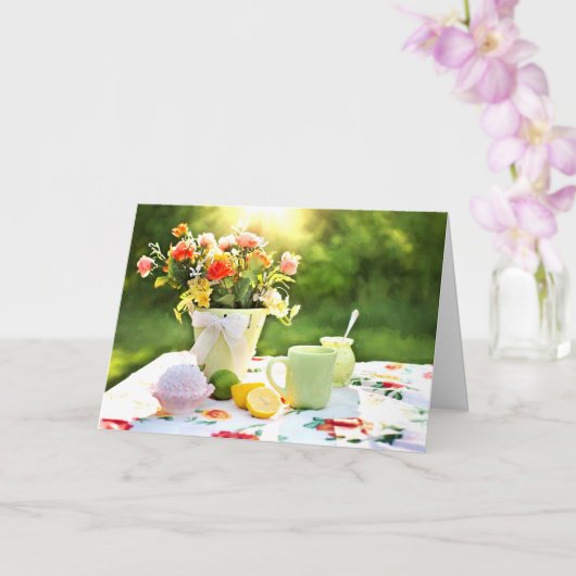 Delicious aardbeienbrood en Lemon Tea Drink Kaart (Orchidee)