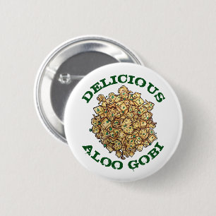 Delicious Aloo Gobi Indian Food Cauliflower Curry Ronde Button 5,7 Cm