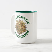 Delicious Aloo Gobi Indian Food Cauliflower Curry Tweekleurige Koffiemok (Voorkant links)