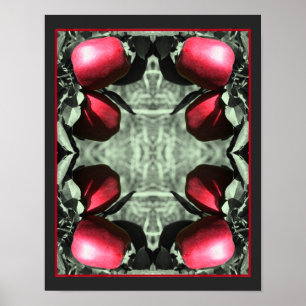 Delicious Apples Op Boom Gedeeltelijke Kleur Kunst Poster