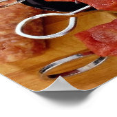 Delicious Barbecue met ongekookt en gebakken vlees Poster (Hoek)