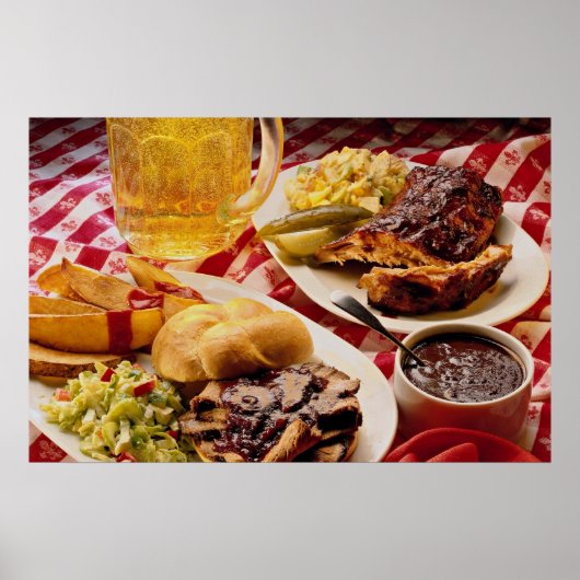 Delicious Barbecued beef op een kaiser bun Poster (Voorkant)