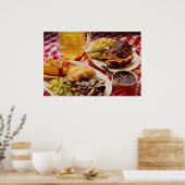 Delicious Barbecued beef op een kaiser bun Poster (Keuken)