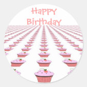 Delicious Birthday Cupcakes Ronde Sticker (Voorkant)