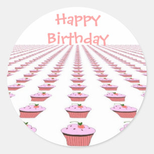 Delicious Birthday Cupcakes Ronde Sticker