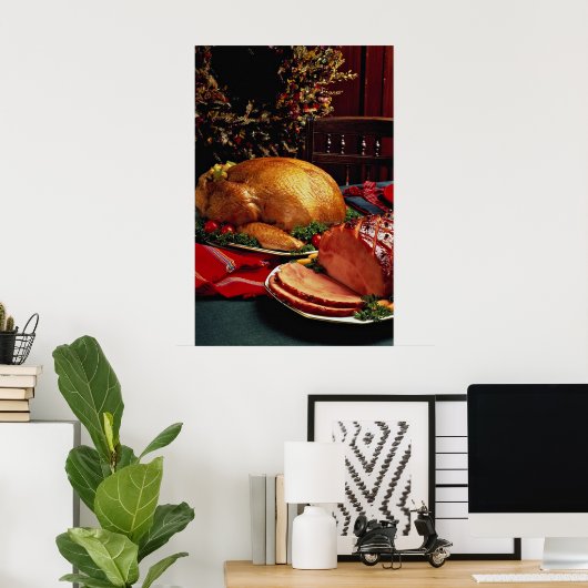 Delicious Bked ham, roast kalkoen Poster (Thuiskantoor)