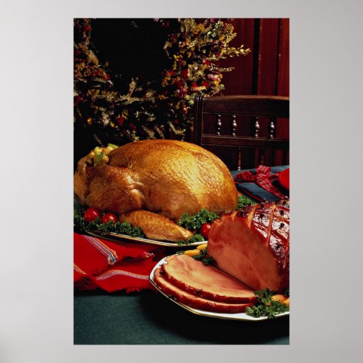 Delicious Bked ham, roast kalkoen Poster (Voorkant)