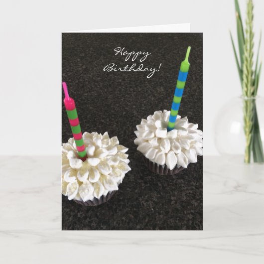 Delicious Bloem Cupcakes met Kaarsen Kaart (Voorkant)