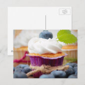 Delicious Blueberry Cupcake met hipped Cream Briefkaart (Voorkant / Achterkant)