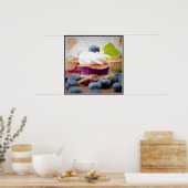 Delicious Blueberry Cupcake met hipped Cream Poster (Keuken)