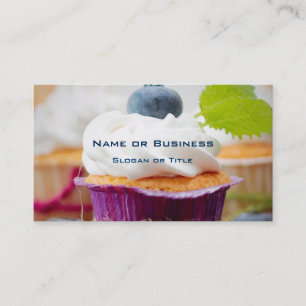 Delicious Blueberry Cupcake met hipped Cream Visitekaartje