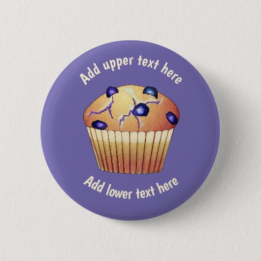 Delicious Blueberry Muffin on Paars - Jouw tekst Ronde Button 5,7 Cm (Voorkant)