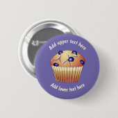Delicious Blueberry Muffin on Paars - Jouw tekst Ronde Button 5,7 Cm (Voorkant /achterkant)