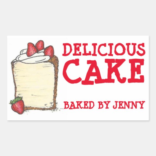 Delicious Cake Bked by Gepersonaliseerd bakken Sti Rechthoekige Sticker (Voorkant)