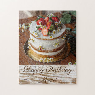 Delicious Cake Topped met aardbeien Birthday Legpuzzel
