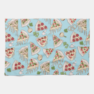Delicious Cheesy Pizza Pattern Theedoek
