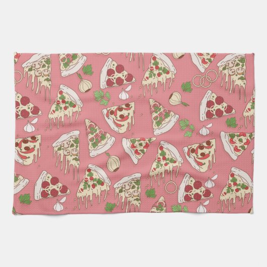 Delicious Cheesy Pizza Pattern Theedoek (Horizontaal)