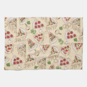 Delicious Cheesy Pizza Pattern Theedoek (Horizontaal)