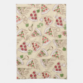 Delicious Cheesy Pizza Pattern Theedoek (Verticaal)