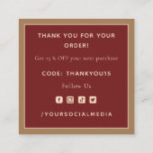 Delicious Cherry Pie Thanksgiving Dinner Bedankt Vierkante Visitekaartje (Achterkant)