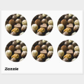 Delicious chocoladepralines ronde sticker (Vel)