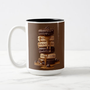 Delicious Chocolate & Caramel Macaron Toren Koffie Tweekleurige Koffiemok