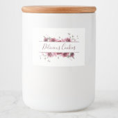 Delicious Cookies Burgundy Script Floral Voedselcontainer Etiket (Voorkant)