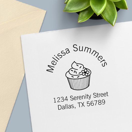 Delicious Cupcake met Frosting Address Zelfinktende Stempel