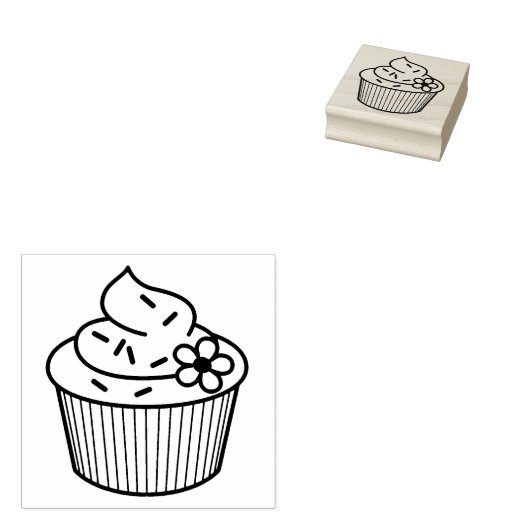 Delicious Cupcake met Frosting Rubberstempel (Gestempeld)