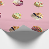 Delicious Cupcakes glanzende wrapping Paper, roze Cadeaupapier (Hoek)