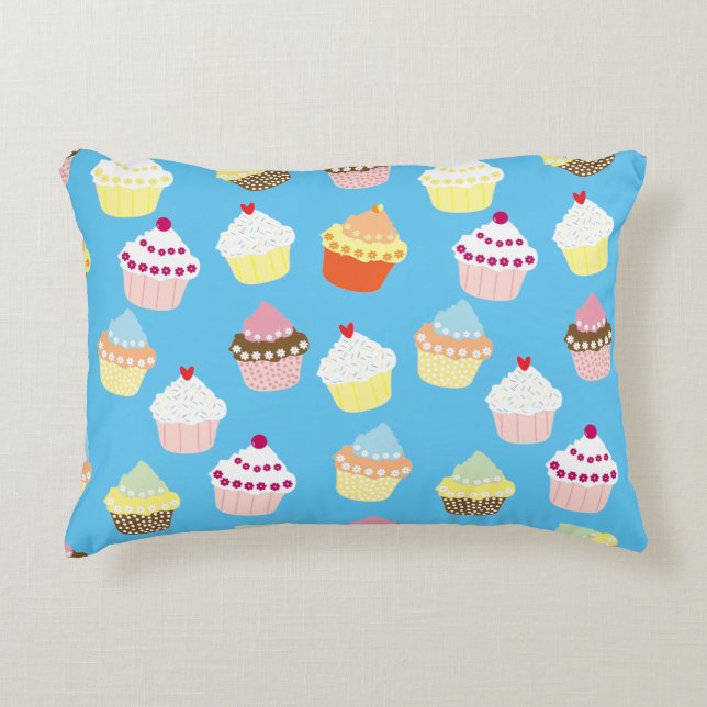 Delicious Decorated Birthday Cupcakes Accent Pillo Kussen (Voorkant)