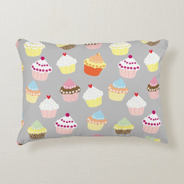 Delicious Decorated Birthday Cupcakes Accent Pillo Kussen (Voorkant)