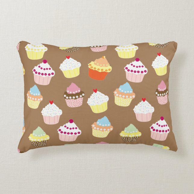 Delicious Decorated Birthday Cupcakes Accent Pillo Kussen (Voorkant)