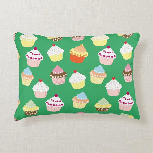 Delicious Decorated Birthday Cupcakes Accent Pillo Kussen (Voorkant)