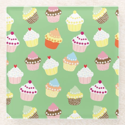 Delicious Decorated Birthday Cupcakes Glazen Onderzetter (Voorkant)