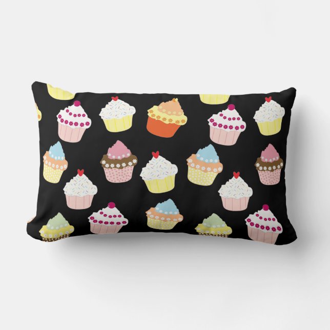 Delicious Decorated Birthday Cupcakes Lumbar Pillo Kussen (Voorkant)