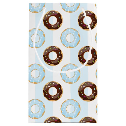 Delicious Donuts Blue Stripes Pattern Gift Bag Klein Cadeauzakje (Achterkant)