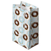 Delicious Donuts Blue Stripes Pattern Gift Bag Klein Cadeauzakje (Voorkant Gekanteld)