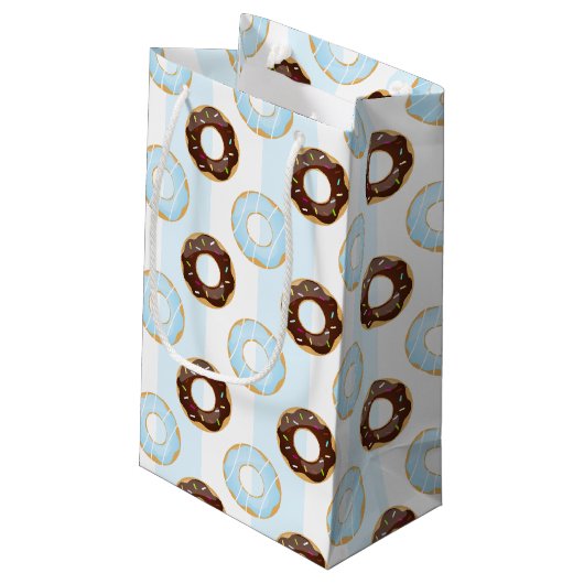 Delicious Donuts Blue Stripes Pattern Gift Bag Klein Cadeauzakje (Achterkant Gekanteld)